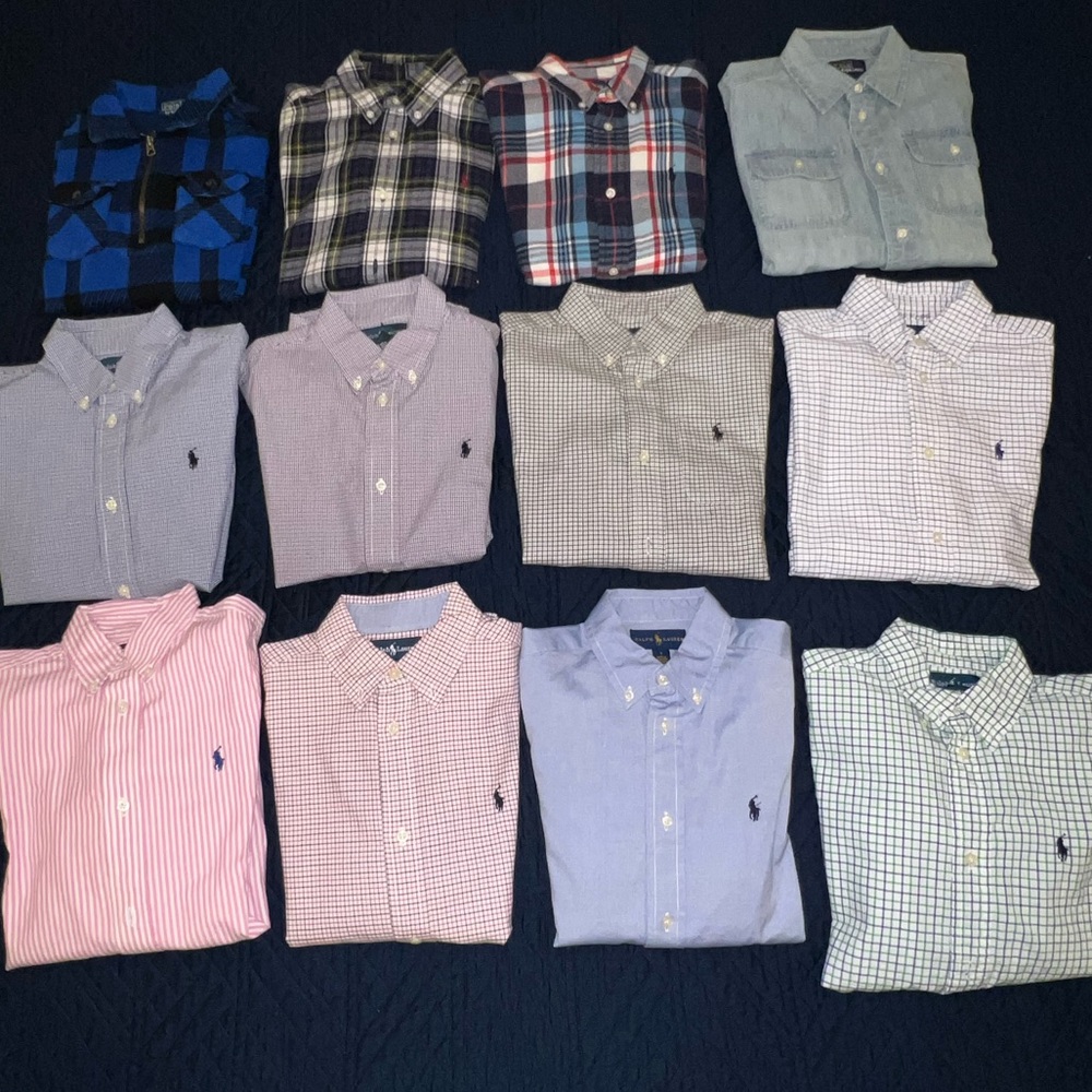 Ralph Lauren button down shirts boys size 7, all 12 shirts -worn once at most.